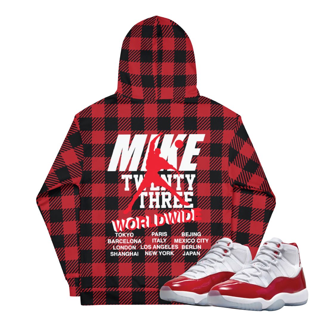Retro 11 Cherry Red Hoodie - Sneaker Tees to match Air Jordan Sneakers