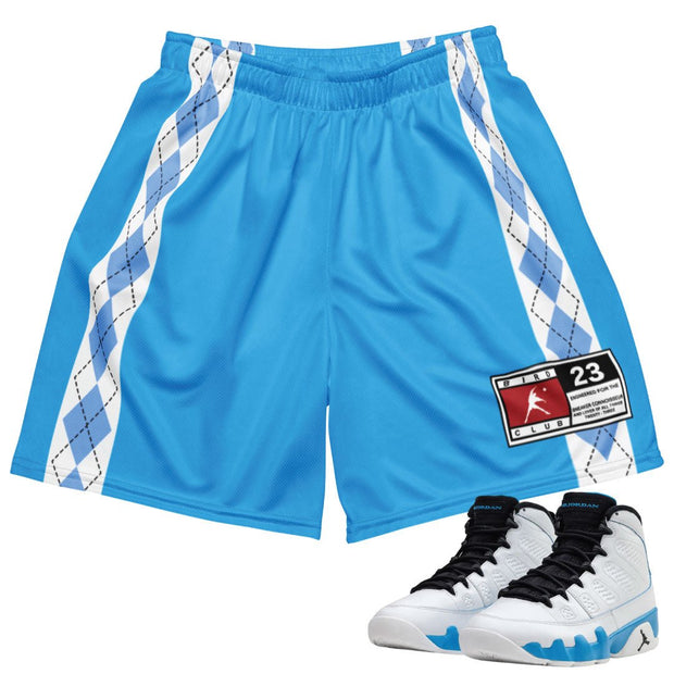 Retro 9 Powder Blue Mesh Shorts - Sneaker Tees to match Air Jordan Sneakers