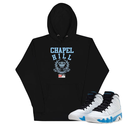 Retro 9 Powder Blue Chapel Hill Hoodie - Sneaker Tees to match Air Jordan Sneakers