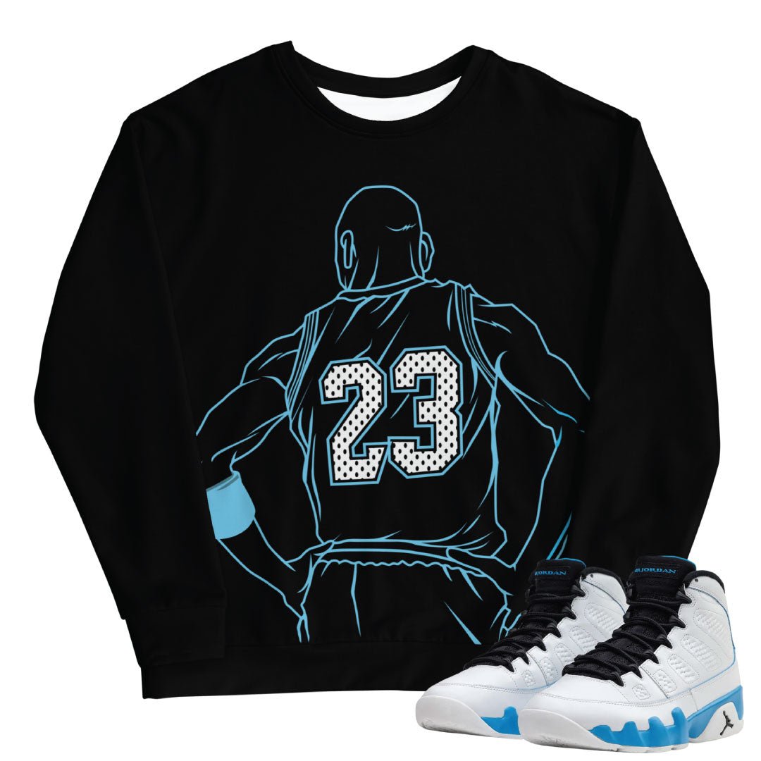 Retro 9 Powder Blue Sweater - Sneaker Tees to match Air Jordan Sneakers