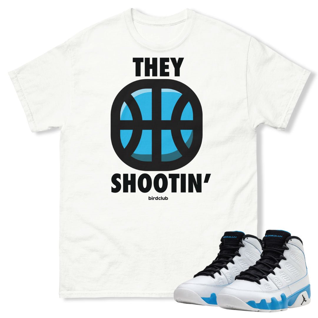 Retro 9 Powder Blue "They Shootin'" Shirt