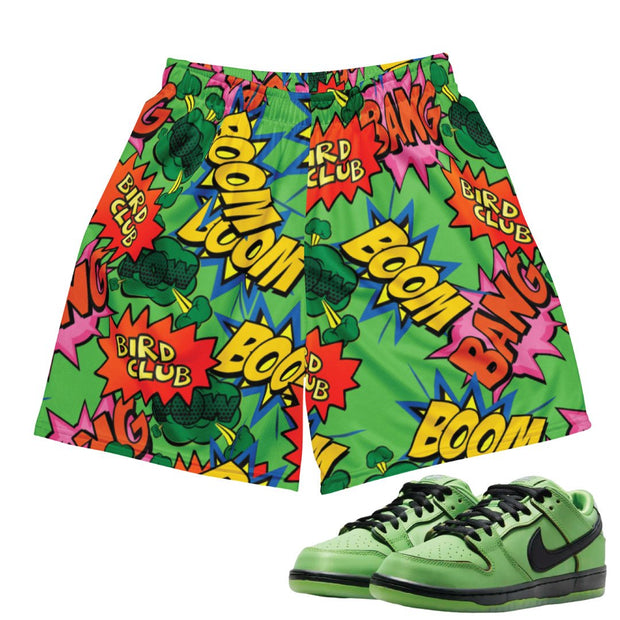 Power Puff Comic Boom Buttercup Mesh Shorts - Sneaker Tees to match Air Jordan Sneakers