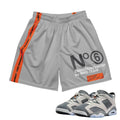RETRO 6 LOW PSG "CEMENT GREY" No 6 MESH SHORTS - Sneaker Tees to match Air Jordan Sneakers