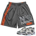 RETRO 6 LOW PSG "CEMENT GREY" MESH SHORTS - Sneaker Tees to match Air Jordan Sneakers