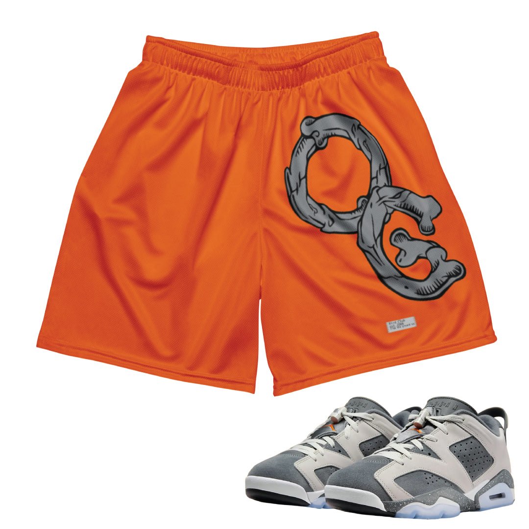 RETRO 6 LOW PSG "CEMENT GREY" OG Bones MESH SHORTS - Sneaker Tees to match Air Jordan Sneakers