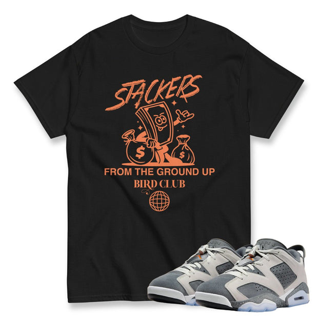 Retro 6 PSG Cement Grey Stackers shirt - Sneaker Tees to match Air Jordan Sneakers