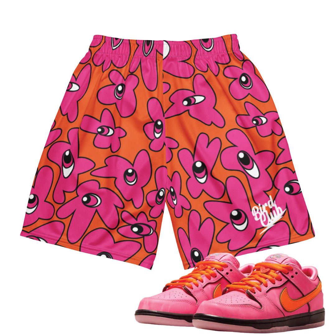 Power Puff Flower Blossom Mesh Shorts - Sneaker Tees to match Air Jordan Sneakers