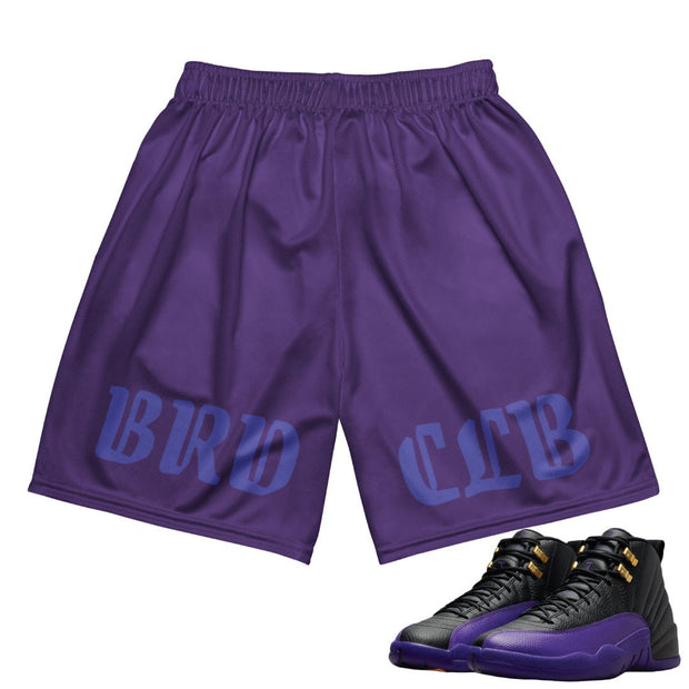 Retro 12 Field Purple Champions Mesh Shorts - Sneaker Tees to match Air Jordan Sneakers