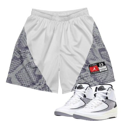 Retro 2 Python Mesh Basketball Shorts (grey) - Sneaker Tees to match Air Jordan Sneakers