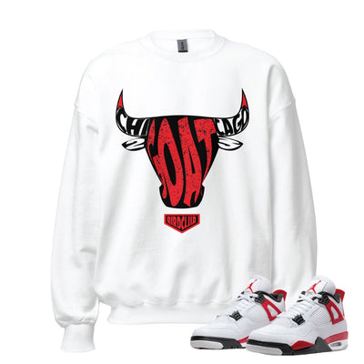 Retro 4 "Red Cement" Bull Head Sweatshirt - Sneaker Tees to match Air Jordan Sneakers