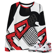 Retro 4 "Red Cement" Overprint Sweatshirt - Sneaker Tees to match Air Jordan Sneakers