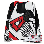 Retro 4 "Red Cement" Overprint Sweatshirt - Sneaker Tees to match Air Jordan Sneakers