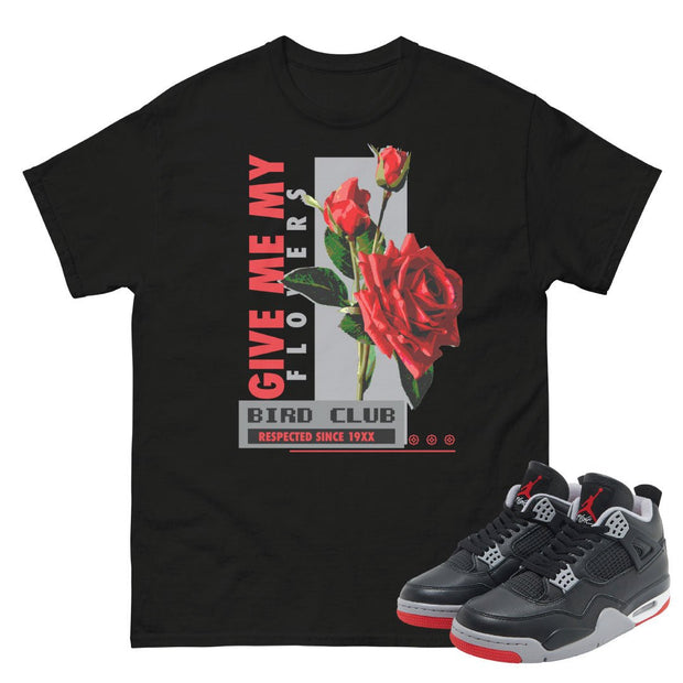 Retro 4 Bred Reimagined Flowers Shirt - Sneaker Tees to match Air Jordan Sneakers