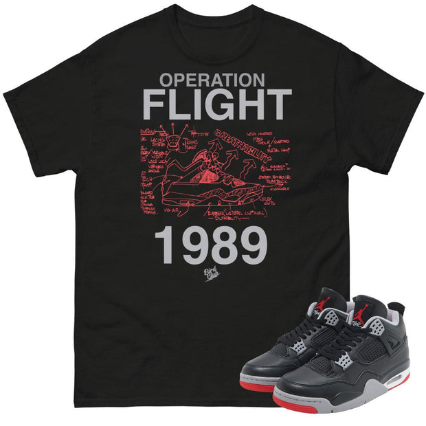 Retro 4 Bred Reimagined Flight Shirt - Sneaker Tees to match Air Jordan Sneakers