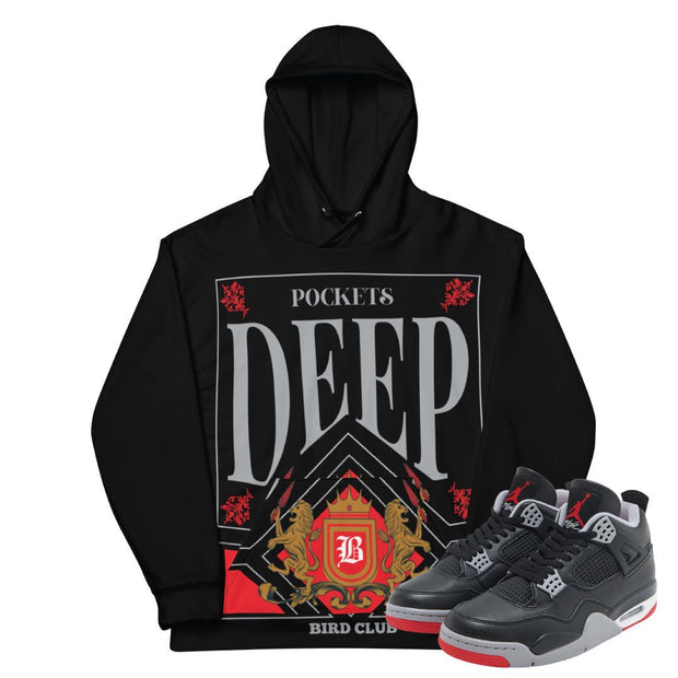 Retro 4 Bred Reimagined "Deep Pockets" Hoodie - Sneaker Tees to match Air Jordan Sneakers
