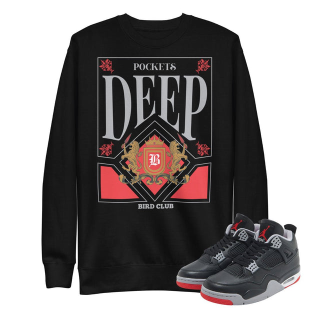 Retro 4 Bred Reimagined "Deep Pockets" Sweater - Sneaker Tees to match Air Jordan Sneakers