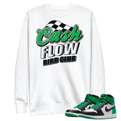 Retro 1 Lucky Green Cash Flow Sweatshirt - Sneaker Tees to match Air Jordan Sneakers