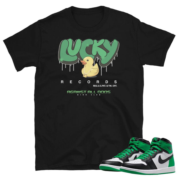 Retro 1 Lucky Green Lucky Duck Records Shirt - Sneaker Tees to match Air Jordan Sneakers