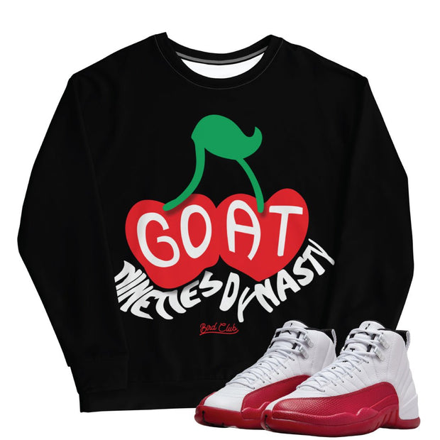 Retro 12 Cherry Dynasty Sweatshirt - Sneaker Tees to match Air Jordan Sneakers