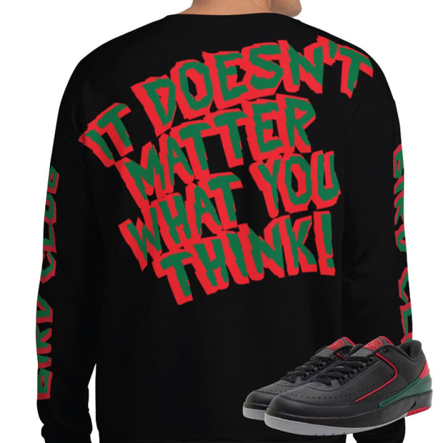 Retro 2 Low Christmas Gucci "Doesn't Matter" Sweatshirt - Sneaker Tees to match Air Jordan Sneakers