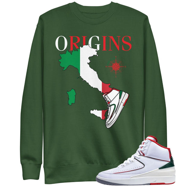 Retro 2 "Origins" Italy Boot Sneaker Sweatshirt - Sneaker Tees to match Air Jordan Sneakers