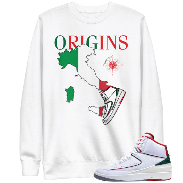 Retro 2 "Origins" Italy Boot Sneaker Sweatshirt - Sneaker Tees to match Air Jordan Sneakers