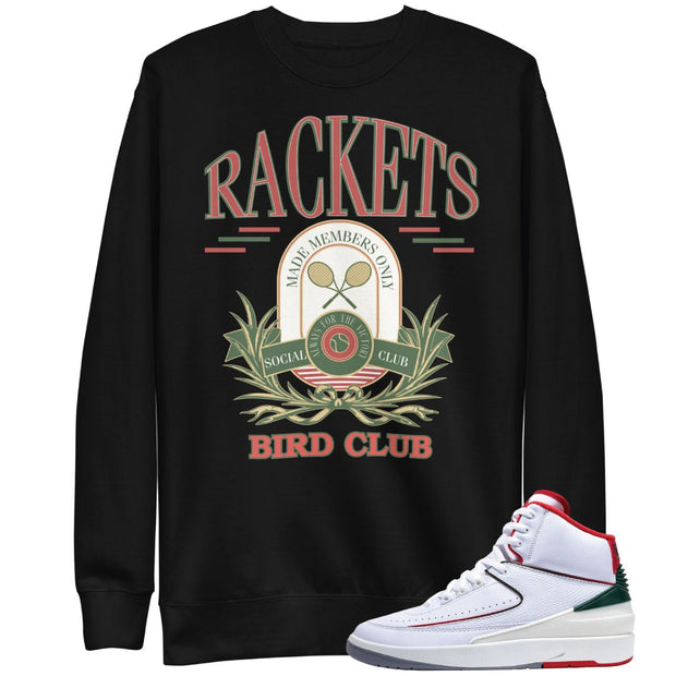Retro 2 "Origins" Italy Rackets Sweatshirt - Sneaker Tees to match Air Jordan Sneakers
