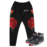 Retro 4 Bred Reimagined Flowers Joggers - Sneaker Tees to match Air Jordan Sneakers