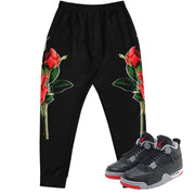Retro 4 Bred Reimagined Flowers Joggers - Sneaker Tees to match Air Jordan Sneakers