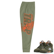 Retro 5 Olive/Solar Orange "Trap" Hoodie - Sneaker Tees to match Air Jordan Sneakers