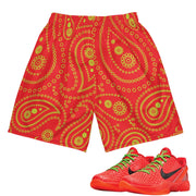 Reverse Grinch Protro Paisley Basketball Mesh Shorts - Sneaker Tees to match Air Jordan Sneakers