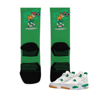 Retro 4 SB Pine Green Socks - Sneaker Tees to match Air Jordan Sneakers