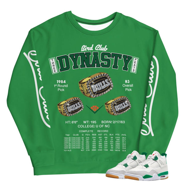 Retro 4 SB Pine Green Dynasty Sweatshirt - Sneaker Tees to match Air Jordan Sneakers