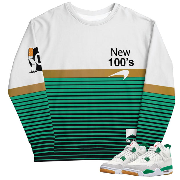 Retro 4 SB Pine Green "All the smoke New 100's" Sweatshirt - Sneaker Tees to match Air Jordan Sneakers