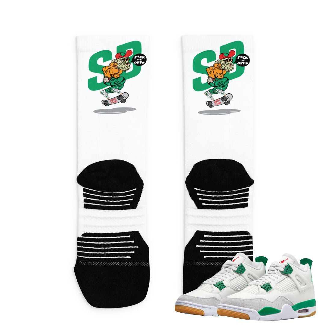 Retro 4 SB Pine Green Socks - Sneaker Tees to match Air Jordan Sneakers