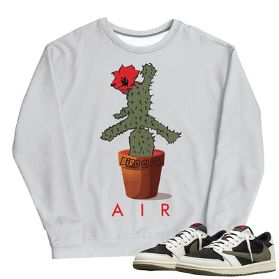 Retro 1 Low Travis Scott Olive Air Cactus Sweatshirt - Sneaker Tees to match Air Jordan Sneakers