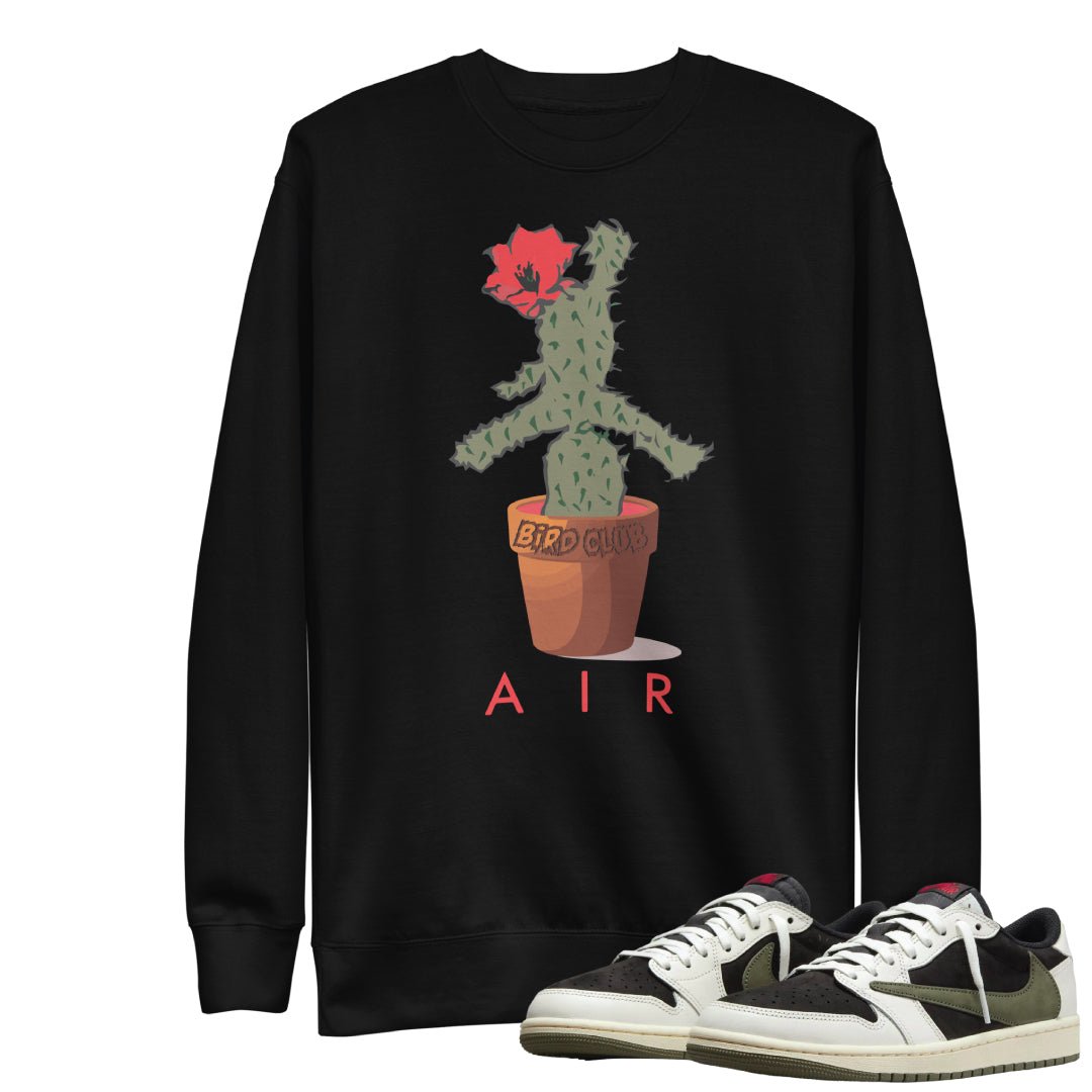 Retro 1 Low Travis Scott Olive Air Cactus Sweatshirt - Sneaker Tees to match Air Jordan Sneakers