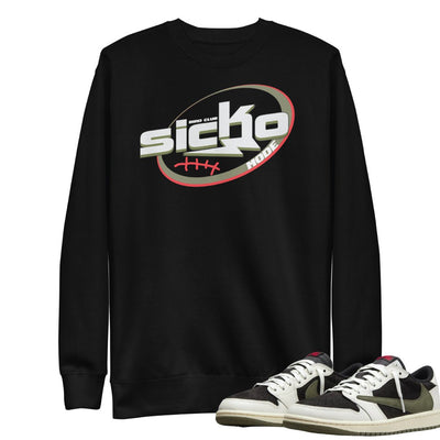 Retro 1 Low Travis Scott Olive Sicko Mode Sweatshirt - Sneaker Tees to match Air Jordan Sneakers