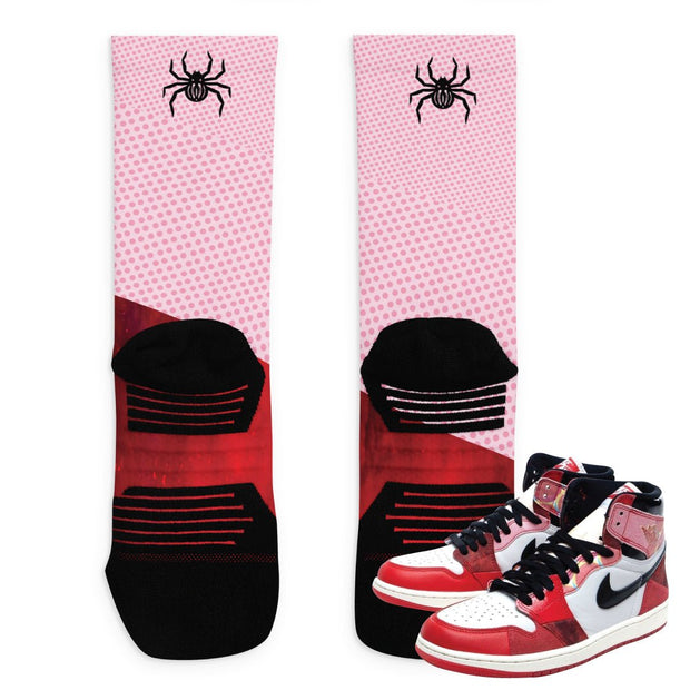 Retro 1 Spider Verse Socks - Sneaker Tees to match Air Jordan Sneakers