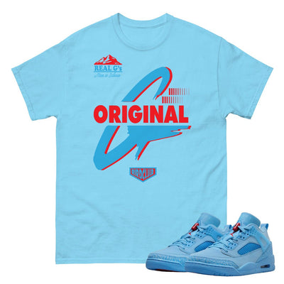 Spizike Football Blue Oilers "Real G's" Shirt - Sneaker Tees to match Air Jordan Sneakers