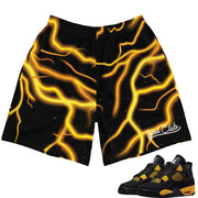 Retro 4 Thunder Lightning Bolt Shorts - Sneaker Tees to match Air Jordan Sneakers