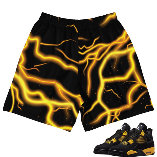 Retro 4 Thunder Lightning Bolt Shorts - Sneaker Tees to match Air Jordan Sneakers