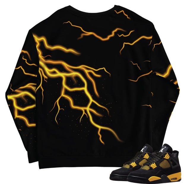 Retro 4 Thunder Lightning Bolt Sweatshirt - Sneaker Tees to match Air Jordan Sneakers