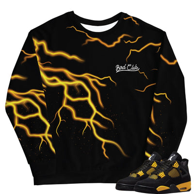 Retro 4 Thunder Lightning Bolt Sweatshirt - Sneaker Tees to match Air Jordan Sneakers