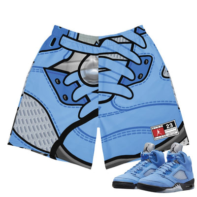 Retro 5 UNC Big Face Shorts - Sneaker Tees to match Air Jordan Sneakers