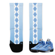 Retro 5 UNC Argyle Socks - Sneaker Tees to match Air Jordan Sneakers
