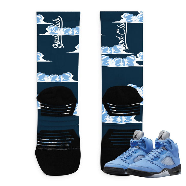 Retro 5 UNC Cloud Socks - Sneaker Tees to match Air Jordan Sneakers