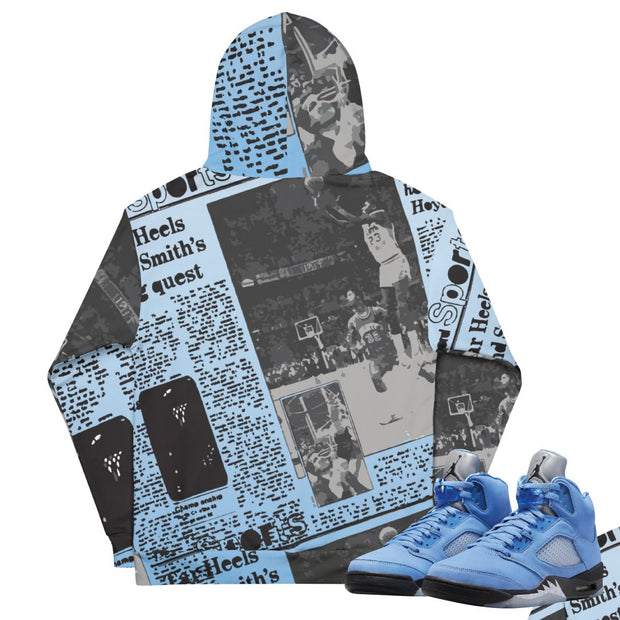 Retro 5 UNC "THE SHOT" Hoodie - Sneaker Tees to match Air Jordan Sneakers