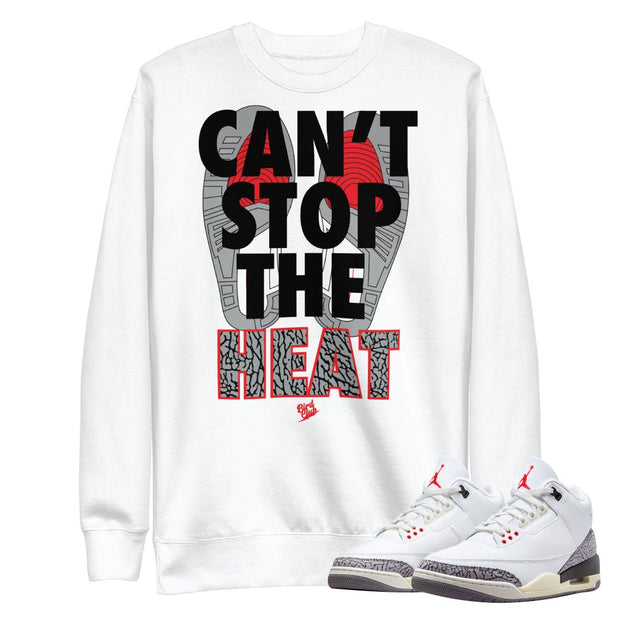 Retro 3 "White Cement" reimagined Sweatshirt - Sneaker Tees to match Air Jordan Sneakers