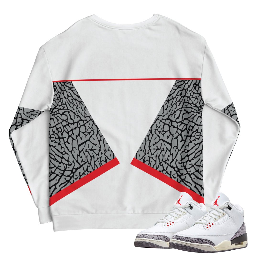 Retro 3 "White Cement" reimagined Sweatshirt - Sneaker Tees to match Air Jordan Sneakers